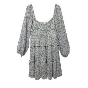 Altar State Jasmine Floral Smocked Tiered Mini Dress‎ Sz L Babydoll